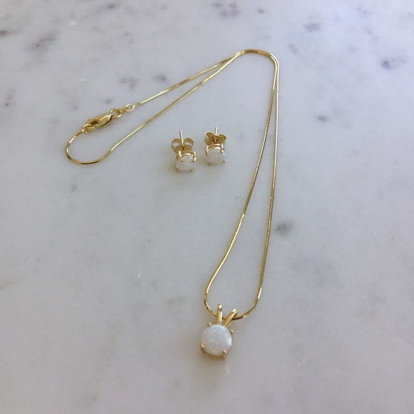 Jewelry - Gold Plated over Sterling Silver Opal (Cz) Set